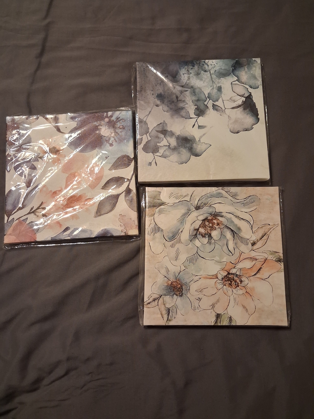 Floral Watercolor Canvas Set - Multicolor